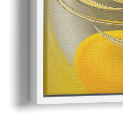 Luxurious Motion Yellow Abstract - Close-Up White Frame Canvas