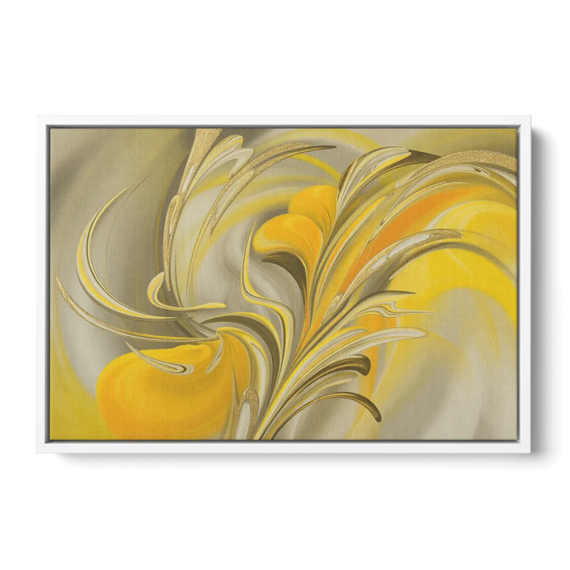 Luxurious Motion Yellow Abstract Front - White Canvas Wall Art