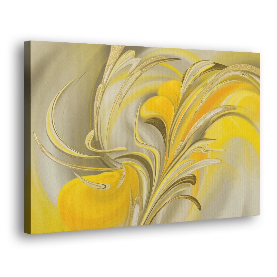 Luxurious Motion Yellow Abstract Side - Canvas Wall Art