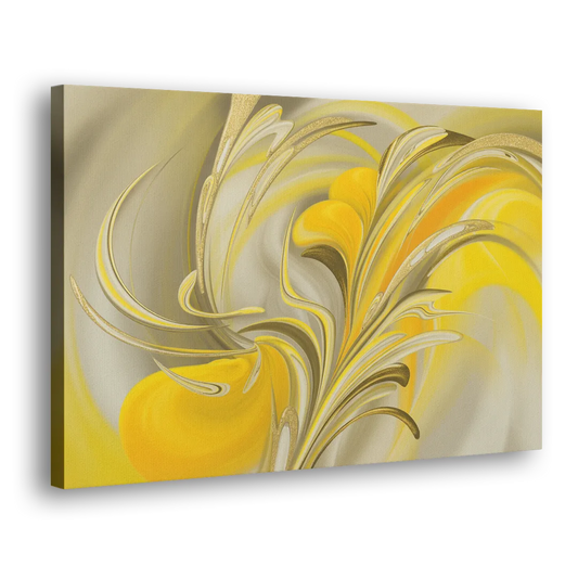 Luxurious Motion Yellow Abstract Side - Canvas Wall Art