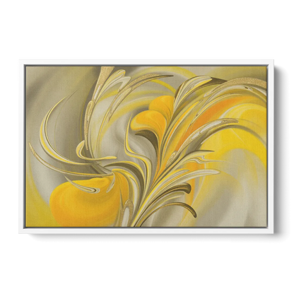 Luxurious Motion Yellow Abstract - White Frame Canvas