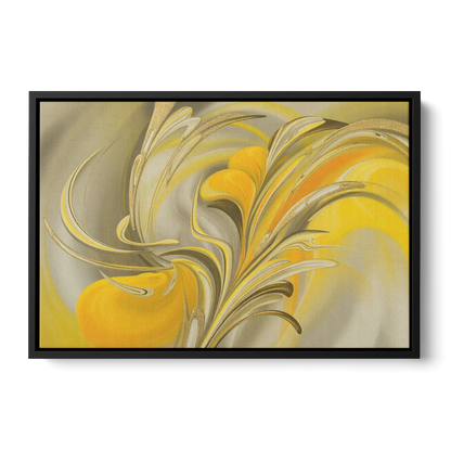 Luxurious Motion Yellow Abstract - Black Frame Canvas