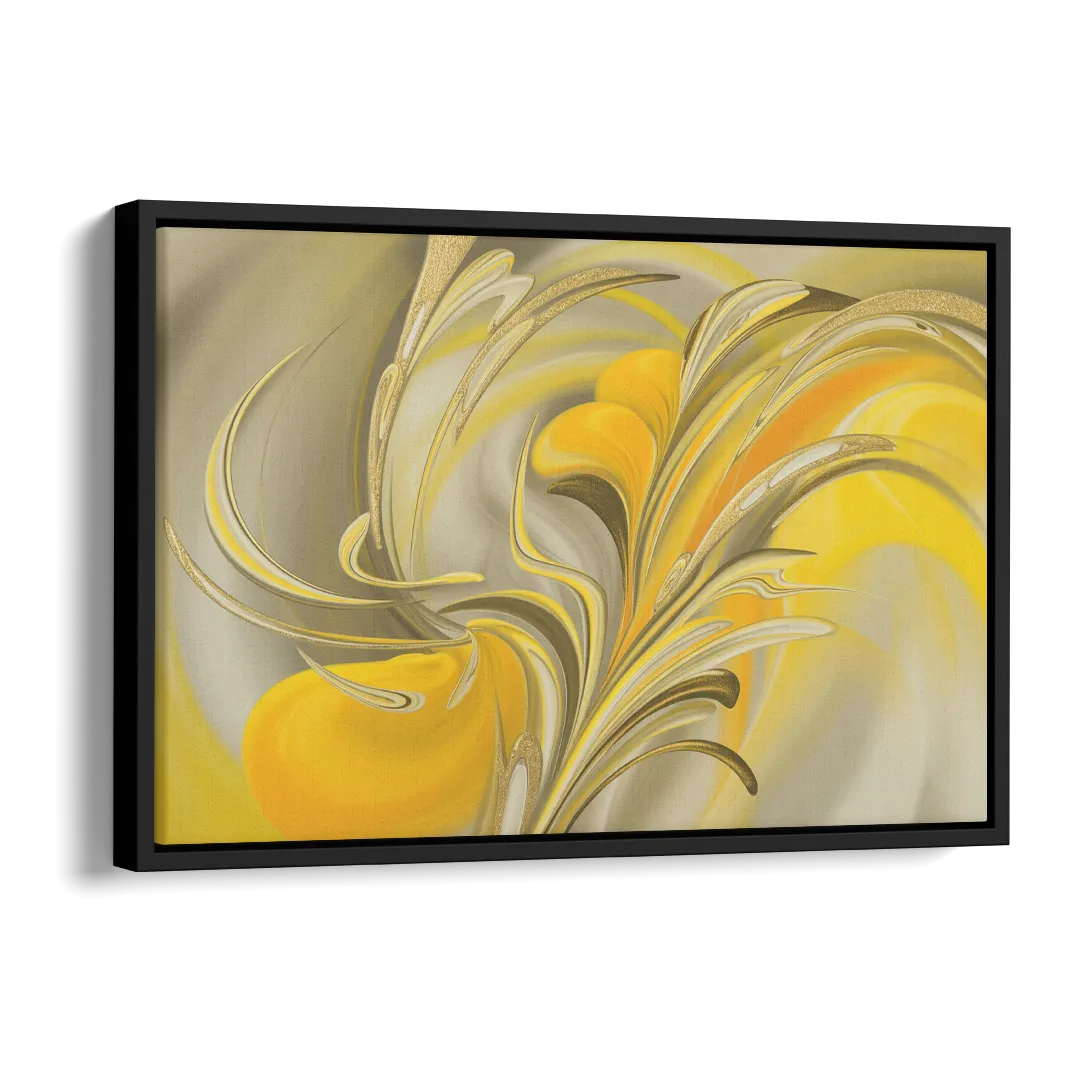 Luxurious Motion Yellow Abstract Side - Black Canvas Wall Art