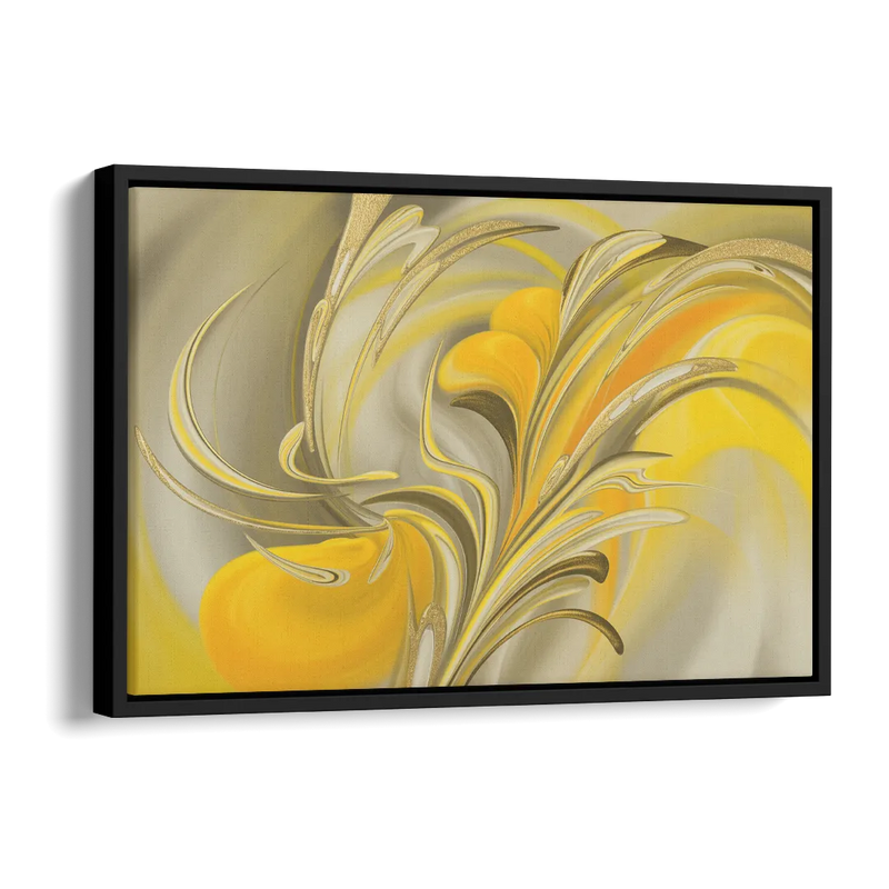 Luxurious Motion Yellow Abstract Side - Black Canvas Wall Art