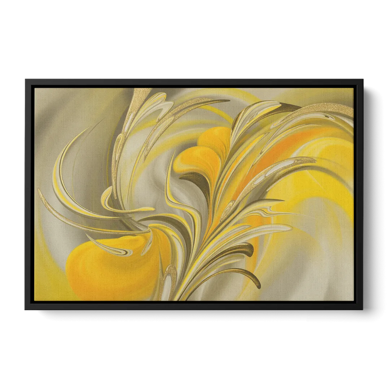 Luxurious Motion Yellow Abstract Front - Black Canvas Wall Art