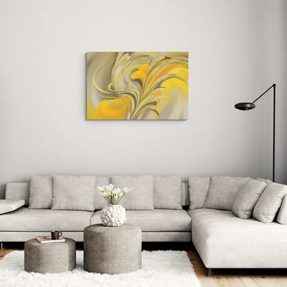 Luxurious Motion Yellow Abstract - Canvas Wall Art Living Room