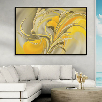 Luxurious Motion Yellow Abstract Sitting Room - Black Canvas Wall Art