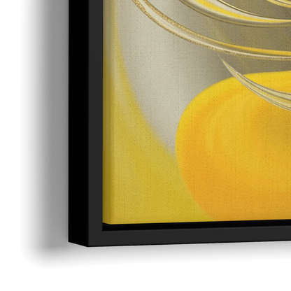 Luxurious Motion Yellow Abstract - Close-Up Black Frame Canvas