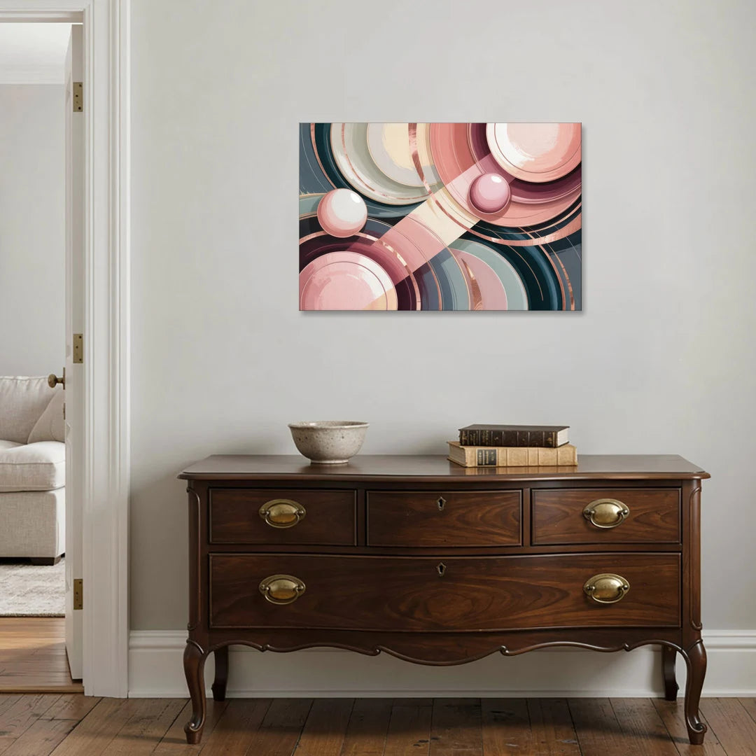 Luxurious Rhythms in Pink and Grey Abstract - Canvas Wall Art - Coffee Table - 36x24