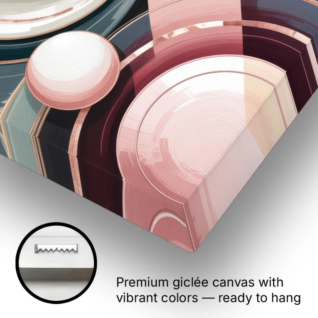 Luxurious Rhythms in Pink and Grey Abstract - Canvas Wall Art - Gallery Wrap Corner