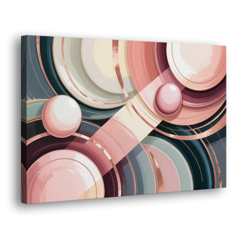 Luxurious Rhythms in Pink and Grey Abstract - Canvas Wall Art - Side