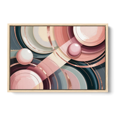 Luxurious Rhythms in Pink and Grey Abstract - Oak Framed Canvas Wall Art - Front