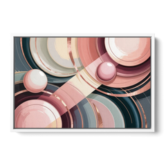 Luxurious Rhythms in Pink and Grey Abstract - White Framed Canvas Wall Art - Front