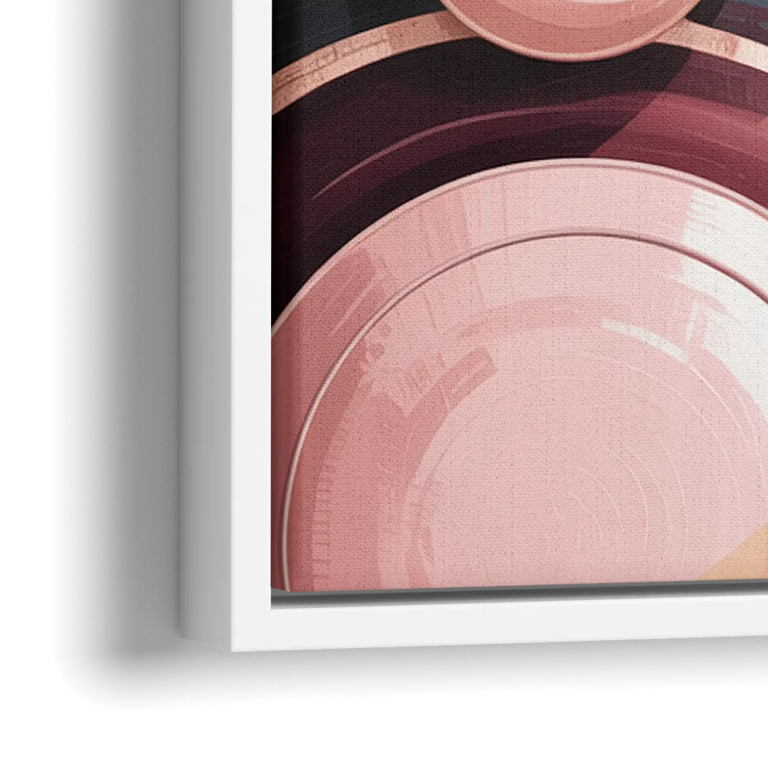 Luxurious Rhythms in Pink and Grey Abstract - Close-Up White Frame Canvas