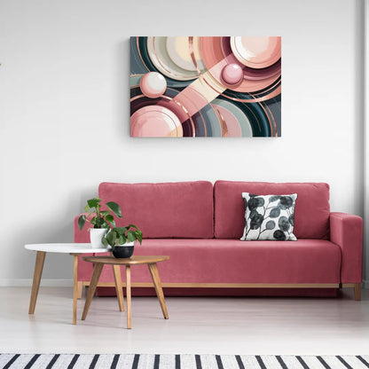 Luxurious Rhythms in Pink and Grey Abstract - Canvas Wall Art Living Room
