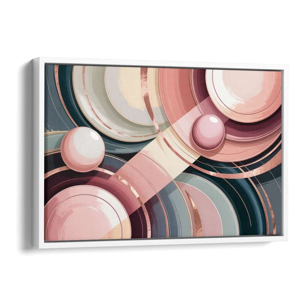 Luxurious Rhythms in Pink and Grey Abstract Side - White Canvas Wall Art