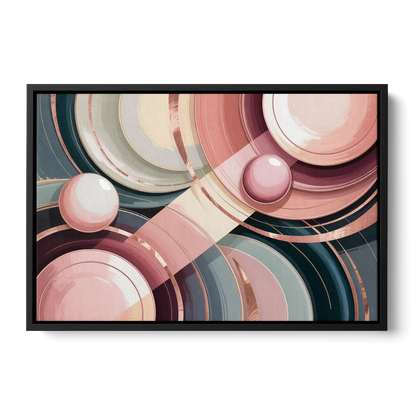 Luxurious Rhythms in Pink and Grey Abstract - Black Frame Canvas
