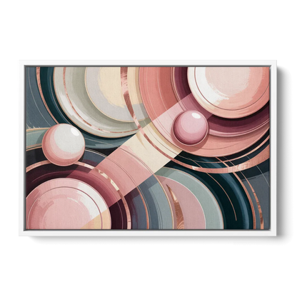 Luxurious Rhythms in Pink and Grey Abstract - White Frame Canvas