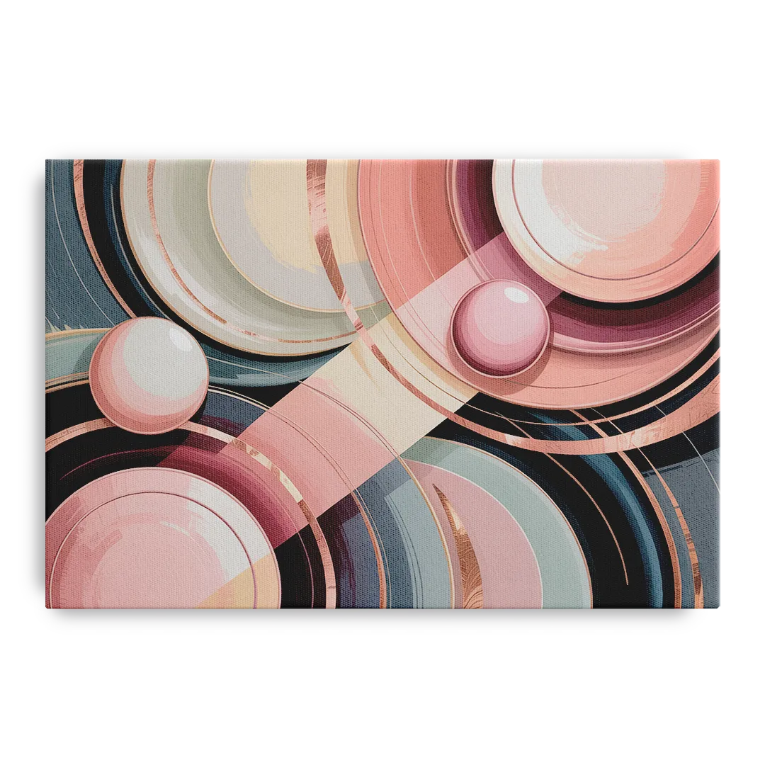 Luxurious Rhythms in Pink and Grey Abstract Front - Canvas Wall Art