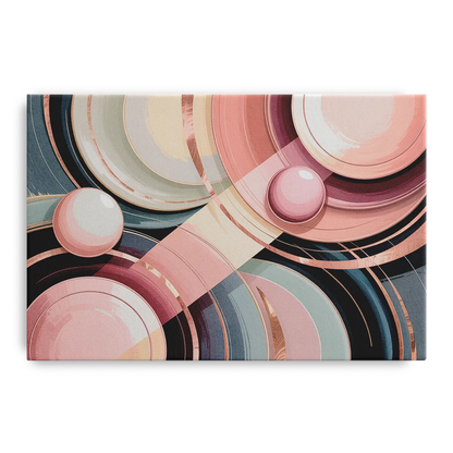 Luxurious Rhythms in Pink and Grey Abstract Front - Canvas Wall Art