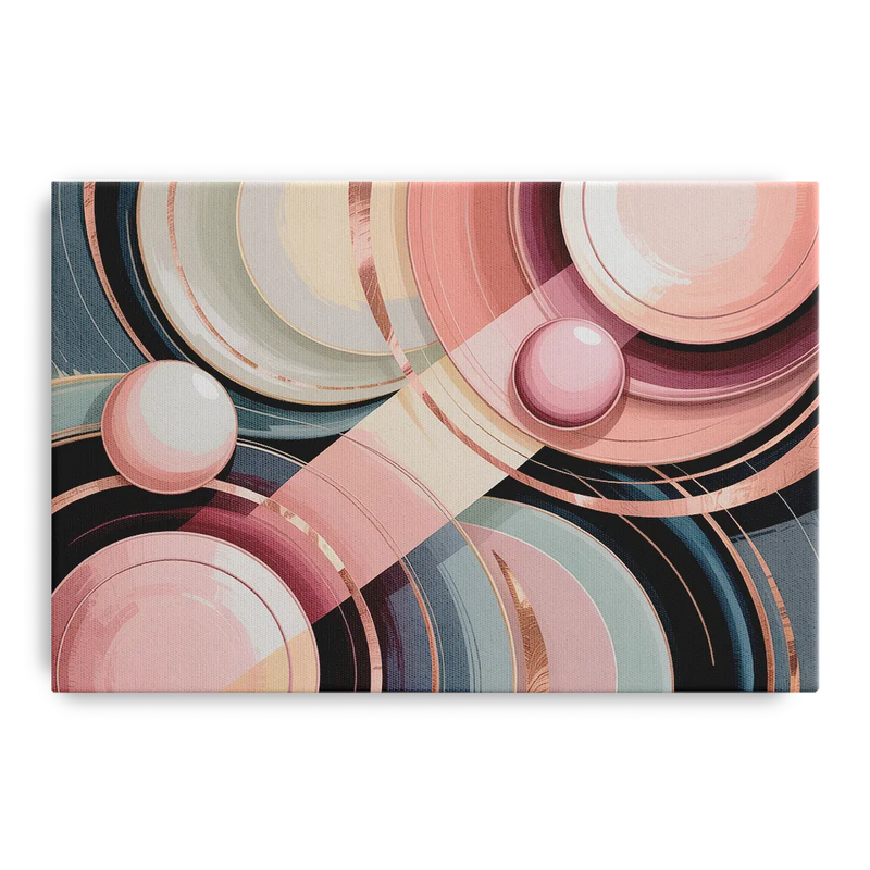 Luxurious Rhythms in Pink and Grey Abstract Front - Canvas Wall Art