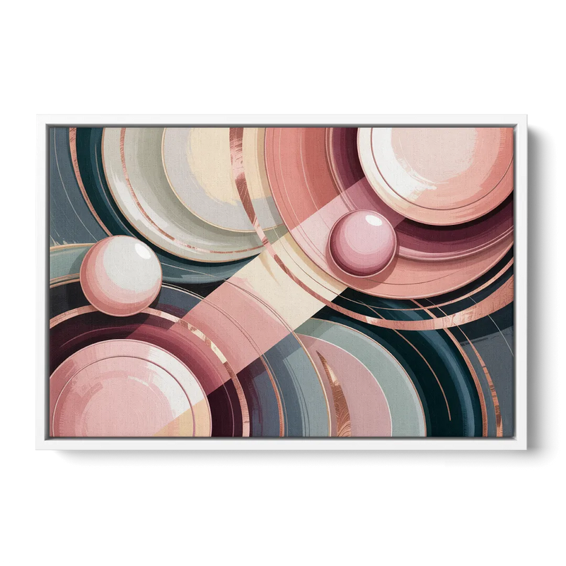 Luxurious Rhythms in Pink and Grey Abstract Front - White Canvas Wall Art