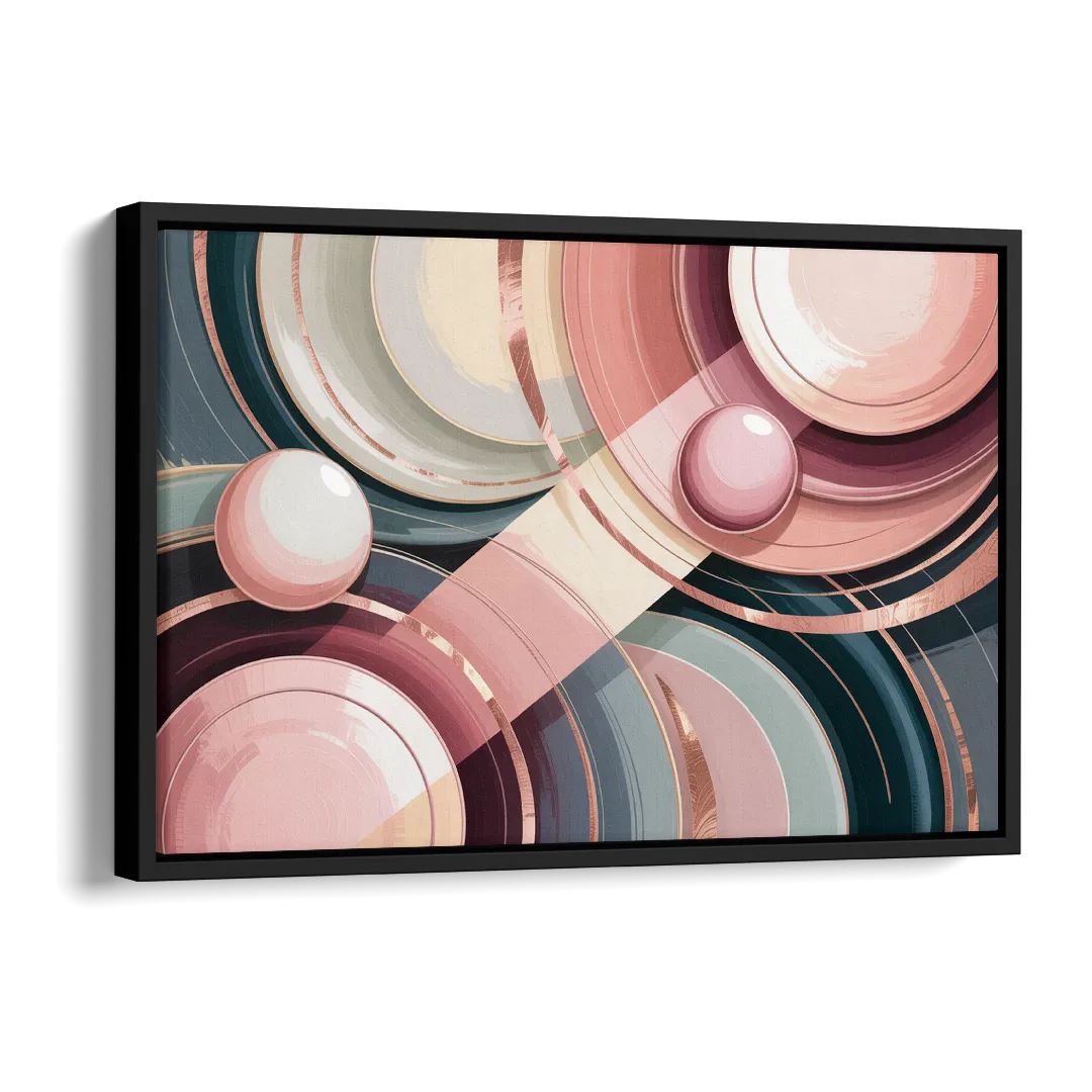 Luxurious Rhythms in Pink and Grey Abstract Side - Black Canvas Wall Art