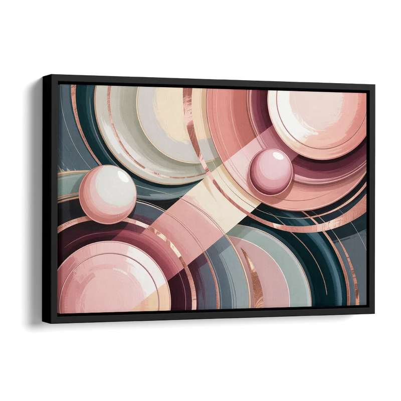Luxurious Rhythms in Pink and Grey Abstract Side - Black Canvas Wall Art