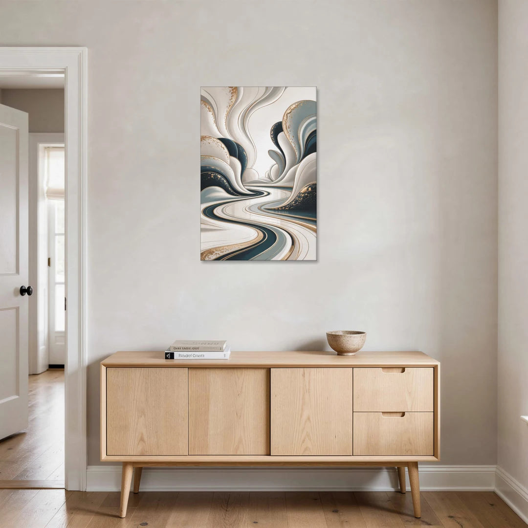 Luxurious Serenity White Abstract - Canvas Wall Art - Coffee Table - 24x36