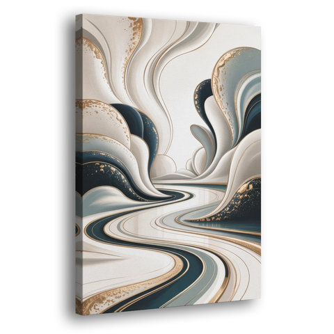 Luxurious Serenity White Abstract - Canvas Wall Art - Side