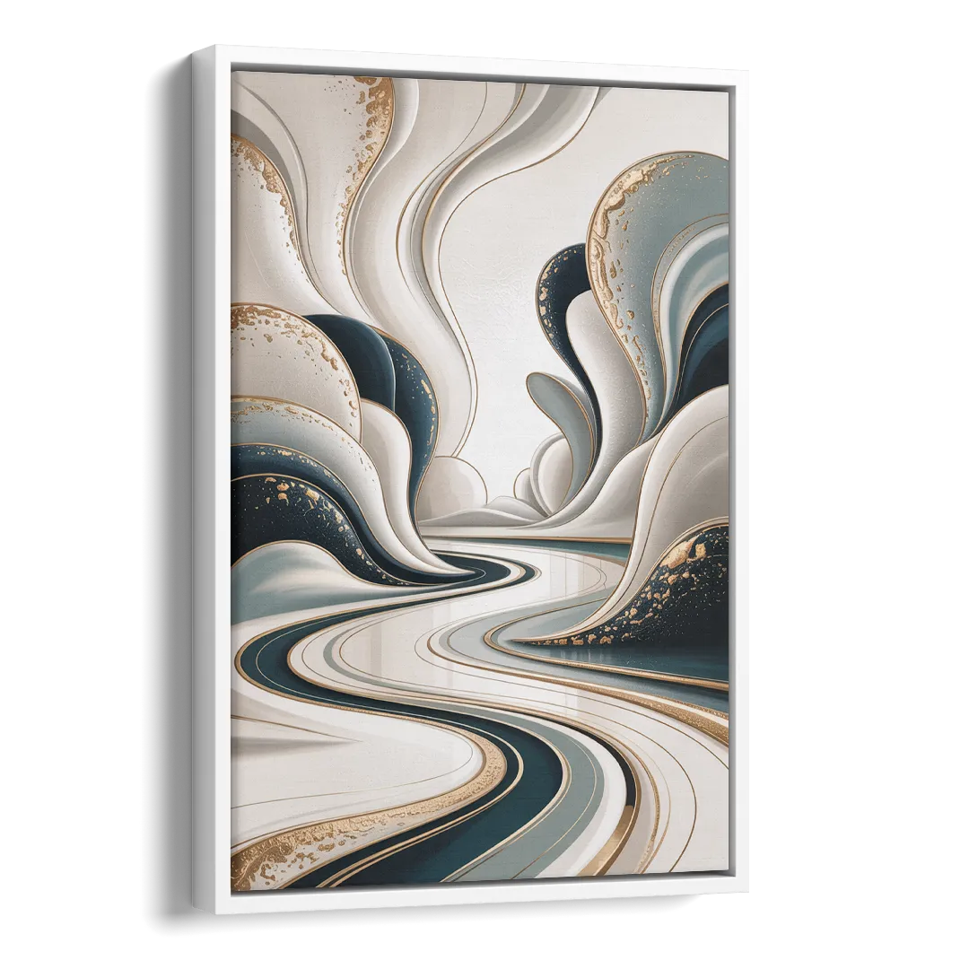 Luxurious Serenity White Abstract Side - White Canvas Wall Art