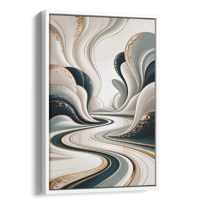 Luxurious Serenity White Abstract Side - White Canvas Wall Art