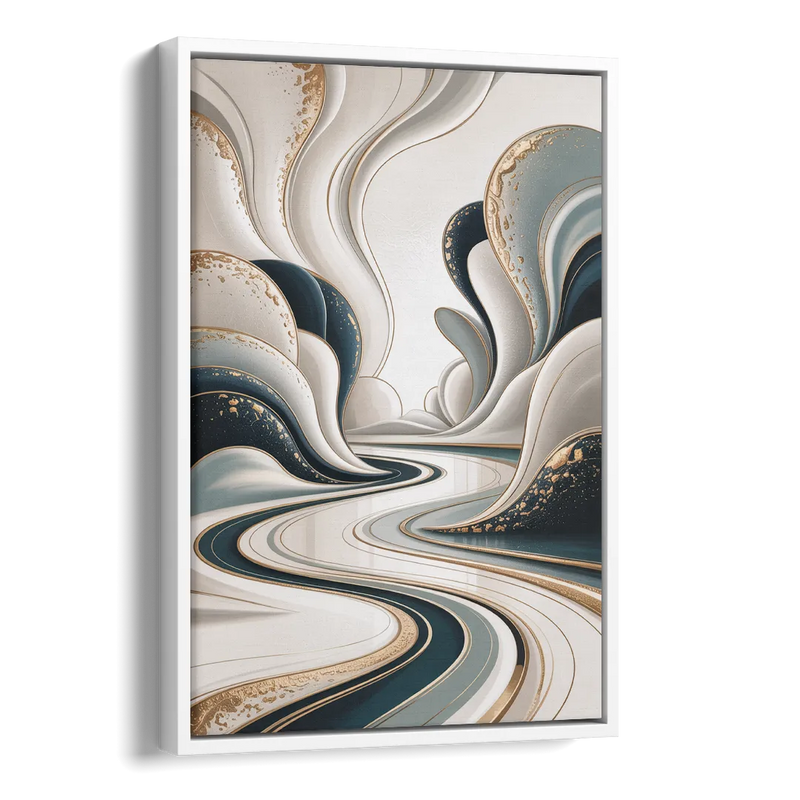 Luxurious Serenity White Abstract Side - White Canvas Wall Art