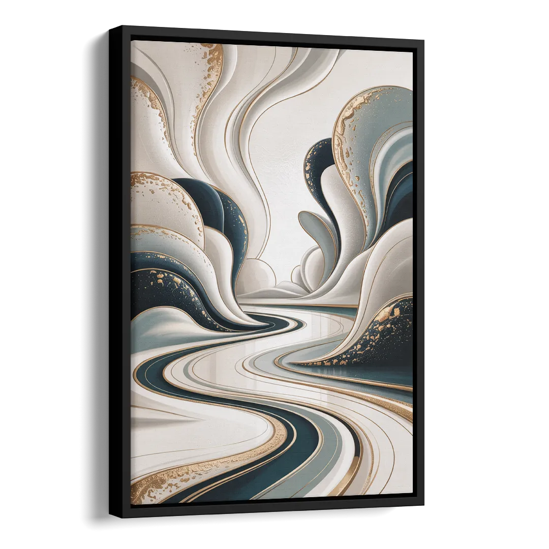 Luxurious Serenity White Abstract Side - Black Canvas Wall Art