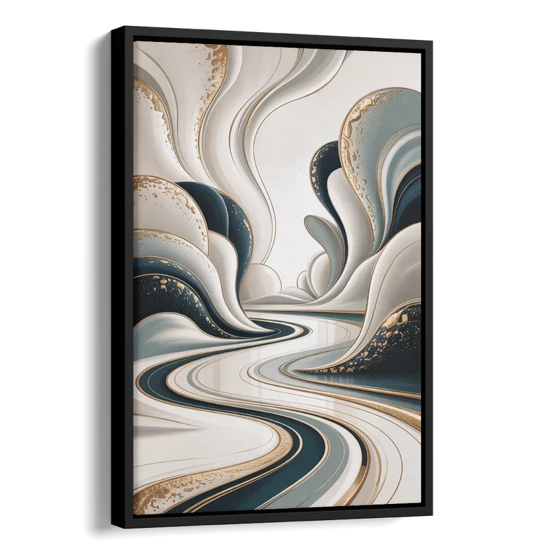 Luxurious Serenity White Abstract Side - Black Canvas Wall Art