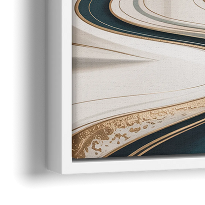 Luxurious Serenity White Abstract - Close-Up White Frame Canvas