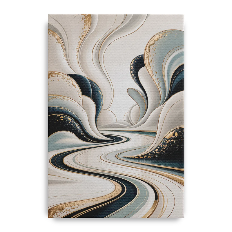 Luxurious Serenity White Abstract Front - Canvas Wall Art
