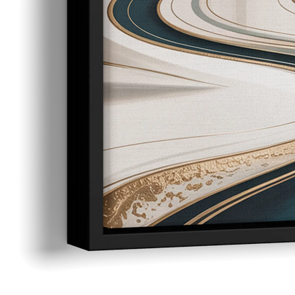 Luxurious Serenity White Abstract - Close-Up Black Frame Canvas