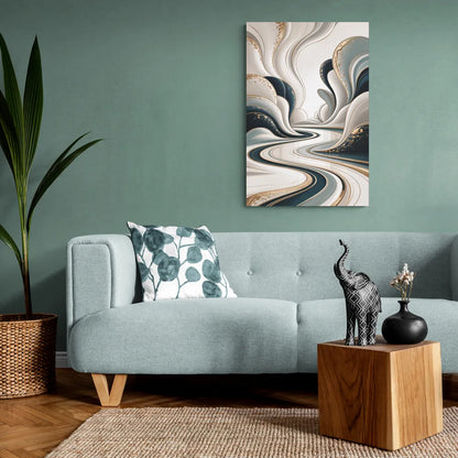 Luxurious Serenity White Abstract - Canvas Wall Art Living Room
