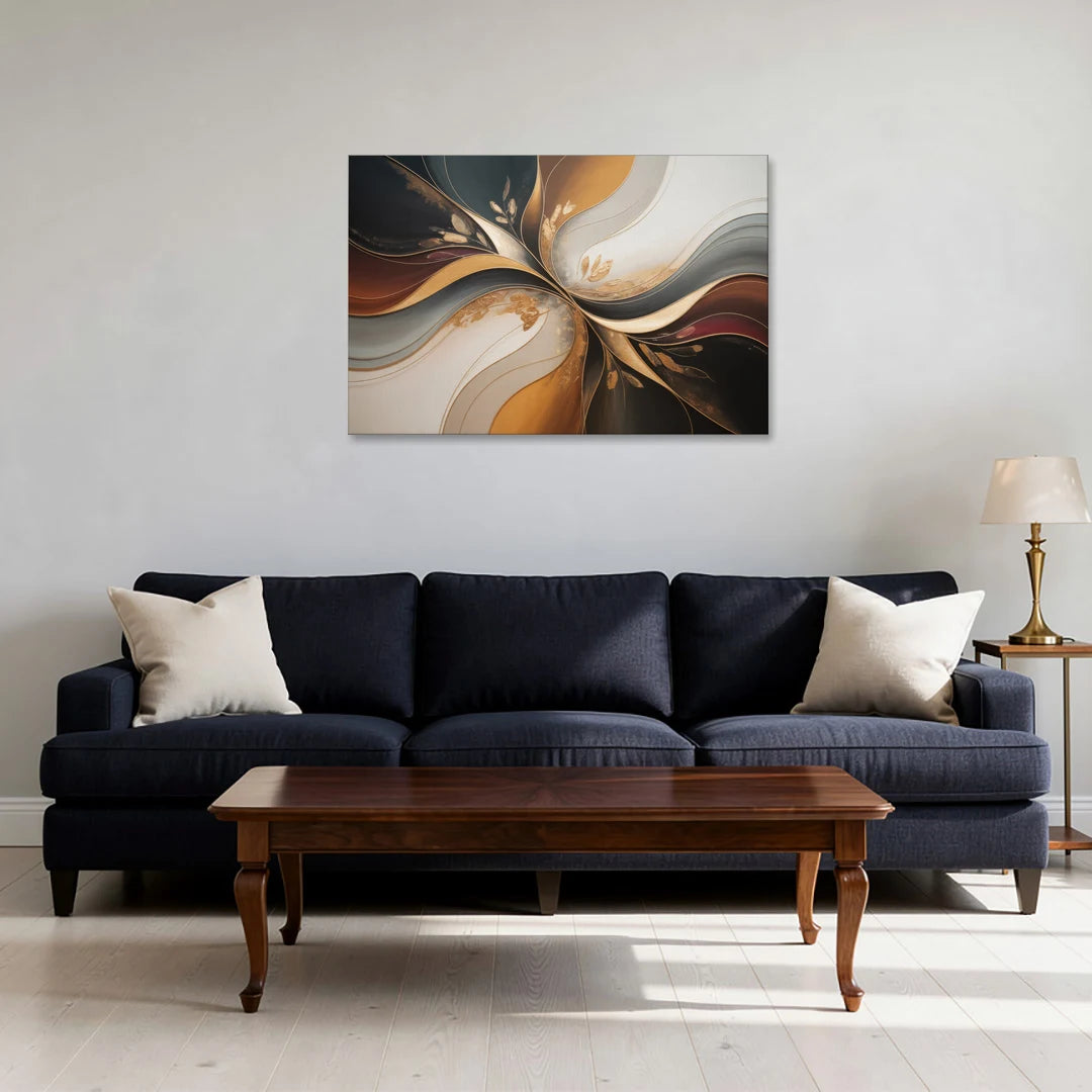 Luxuriously Textured Brown Abstract - Canvas Wall Art - Sofa - 36x24