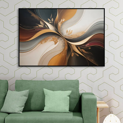 Luxuriously Textured Brown Abstract Sitting Room - Black Canvas Wall Art