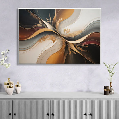 Luxuriously Textured Brown Abstract Living Room - White Canvas Wall Art