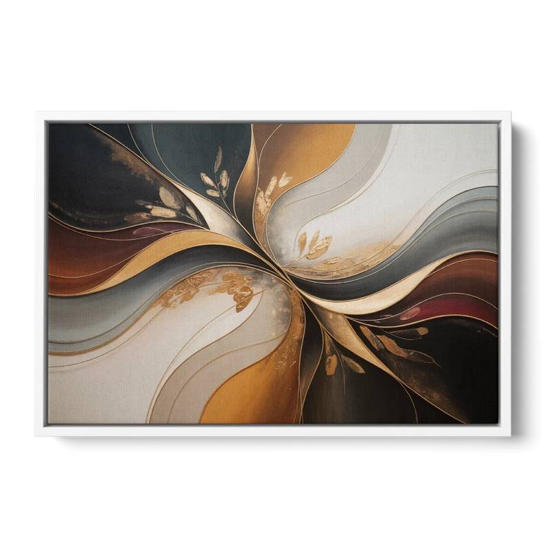 Luxuriously Textured Brown Abstract Front - White Canvas Wall Art