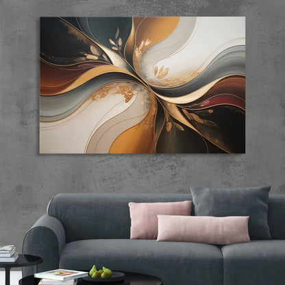 Luxuriously Textured Brown Abstract Sitting Room - Canvas Wall Art