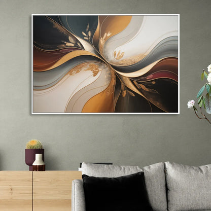 Luxuriously Textured Brown Abstract Sitting Room - White Canvas Wall Art