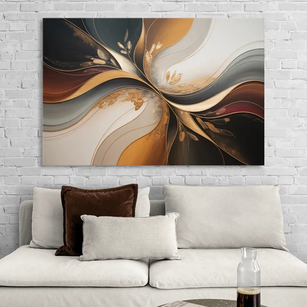 Luxuriously Textured Brown Abstract Living Room - Canvas Wall Art