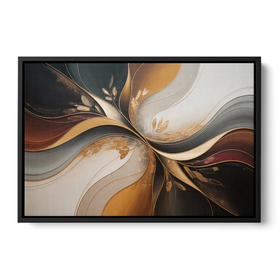 Luxuriously Textured Brown Abstract Front - Black Canvas Wall Art