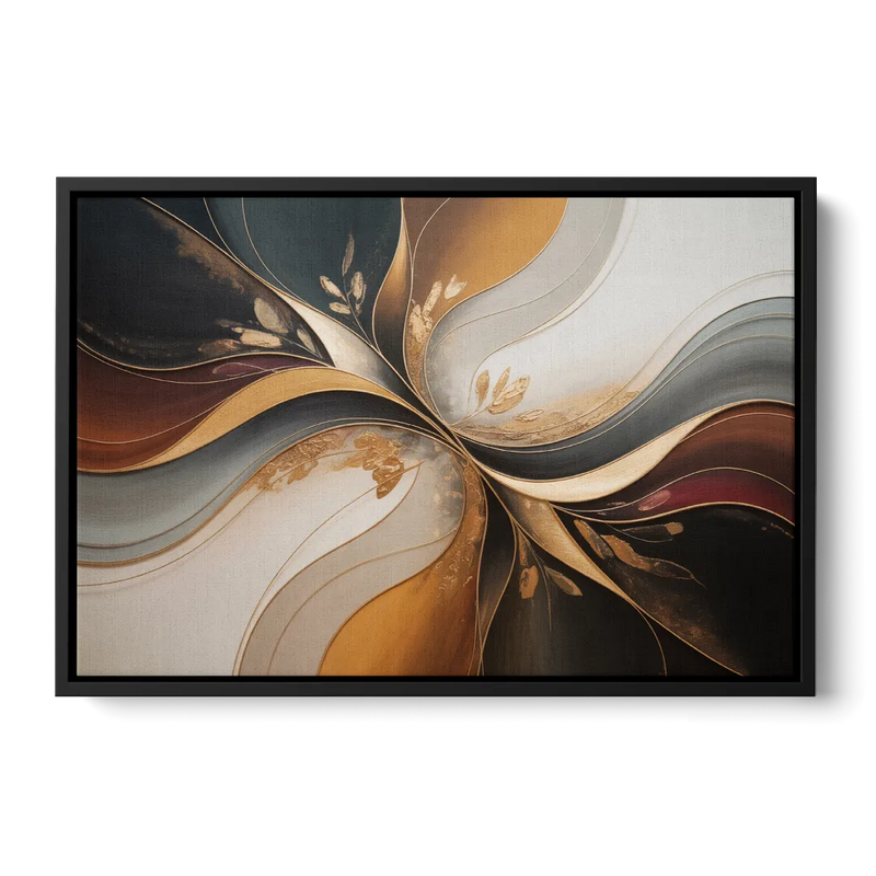 Luxuriously Textured Brown Abstract Front - Black Canvas Wall Art