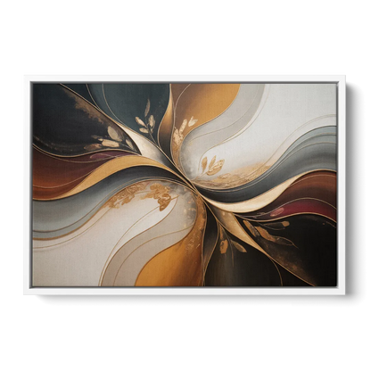 Luxuriously Textured Brown Abstract - White Frame Canvas