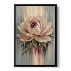 Luxury Gilded Blush Peony - Black Framed Canvas Wall Art - Front